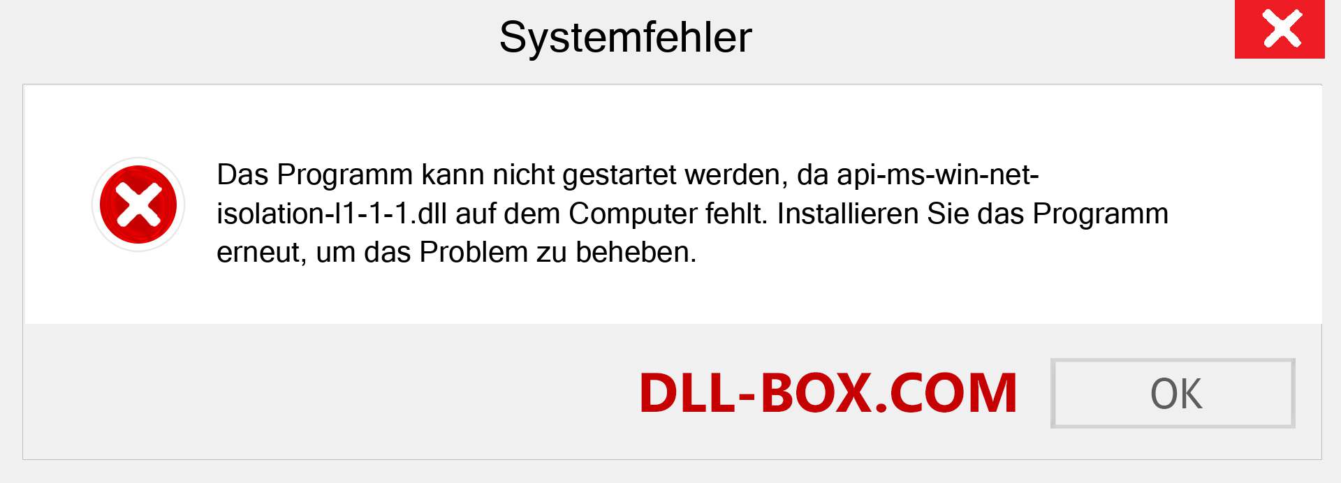 api-ms-win-net-isolation-l1-1-1.dll-Datei fehlt?. Download für Windows 7, 8, 10 - Fix api-ms-win-net-isolation-l1-1-1 dll Missing Error unter Windows, Fotos, Bildern